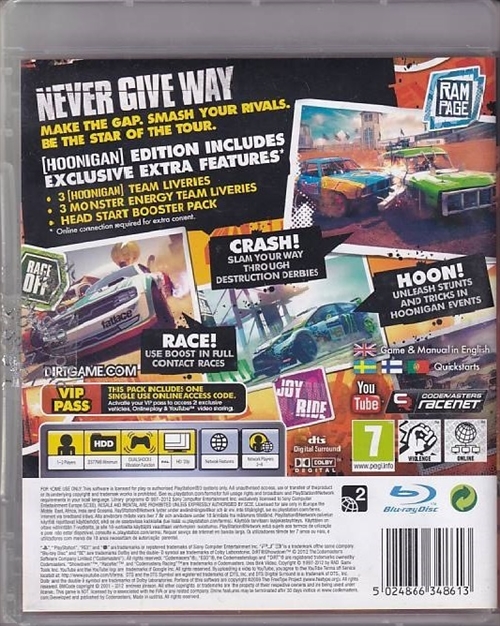 Dirt Showdown Hoonigan Exclusive Edition - PS3 (B Grade) (Genbrug)